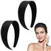 BIVOFU 2 PCS 4cm Cerchietto Capelli Donna Larga Nero, Classica Fascia Nera, Fascia per Capelli Minimalista Adatta a Tutte le età e i Tipi di Capelli, Accessorio per Acconciature Quotidiane