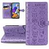 LEMAXELERS Custodia Galaxy A50 Cover Portafoglio,Galaxy A50 Custodia Carino Bel Gatto Cane in Rilievo Gatto Cane Wallet Shock-Absorption Magnetica Leather Flip Cover,SD Cat Zi