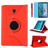 R.SHENGTE Custodia per Samsung Galaxy Tab S4 10,5 pollici 2018 (SM-T830 SM-T835 SM-T837), con supporto girevole a 360°, con pennino capacitivo, pellicola per schermo (Red)