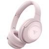 DOQAUS Cuffie Bluetooth Over Ear,70 ore di riproduzione, cuffie senza fili Bluetooth con 3 modalità EQ,stereo HiFi pieghevole senza fili, per viaggi/ufficio/cellulare/PC,rosa