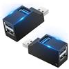 AXFEE 2 Pezzi USB 3.0 Hub, 3-Porta Splitter Hub(2 USB 2.0 + USB3.0), Sdoppiatore USB multipla, Adattatore Dati Ad Alta Velocità per PC, Laptop, MacBook, Chiavetta USB, Stampante Tastiera Mouse-Nero