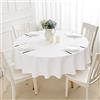 Romanstile Natale Tovaglia rotonda antimacchia 160 cm bianca Tovaglie per 4-6 posti elegante per decorative tavolo da caffè,Sala da Pranzo,Ristorante,Cucina,Bar,Birstro,Feste，giardino