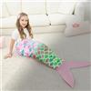 WERNNSAI Coperta a Coda di Sirena - Sirena Coperta che si Illumina al Buio per Bambine, Morbida Flanella Coccole Sacco a Pelo a Sirena per Bambini Compleanno Regalo di Natale (110 x 40 cm)