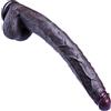 Umania Fallo nero extra lungo da 42 cm, giocattolo sessuale femminile realistico, silicone a doppia densità, ventosa, fallo gigante XXXL, stimolatore grande e spesso con palla, adatto per donne/uomini/coppie