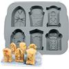 RoseFlower Stampo per cubetti di ghiaccio in 3D, per Halloween, lapide, torta, fondente, cioccolato, caramelle, gelatina, sapone, stampi per torte in silicone, 21 x 18 x 3,5 cm, grigio