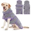 Hjyokuso Accappatoio Cane Microfibra, Asciugamano Per Cani Ultra Assorbente Piccoli Medio Grande Taglia, Accappatoio Da Asciugatura Rapida Regolabile Per Fare Il Bagno, Nuotare - Grigio L