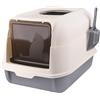 OHMG Case di toilette per gatti, lettiera per gatti, contenitore per lettiera chiuso, grande gatto, lettiera per gatti con coperchio, vassoio rimovibile, filtro e paletta per lettiera (F-Gris-36 x 51