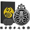 Keller & Weber Mini DND Set di Dadi Steampunk Cassa per Orologio da Tasca, 7 pezzi in Metallo Poliedrico Set di Dadi D&D, Regali di DND con Confezione Regalo, Accessori per Giochi da Tavolo di Ruolo, Argento Scuro