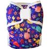Pss! Pannolino riutilizzabile in tessuto regolabile con bottoni, per bambini da 0 a 3 anni - 4 assorbenti e 2 barriere contenitive - Impermeabile e comodo - 1 unità - Modello Glam - Granchi