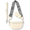 Blade Marsupio da donna in vera pelle, elegante borsa a tracolla da donna, con 2 spallacci regolabili rimovibili, tasca sul petto per donna nera, Crema-option-2, S