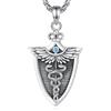 INFUSEU Collana Caduceo Da Infermiera, Ciondolo Angelo Argento Sterling 925 Due Serpenti Caduceo Simbolo Medico Bastone Gioielli Medici Regalo Laurea per Uomini Donne Dottore Infermiera