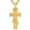 INFUSEU Collana Con Crocifisso E Croce, Argento Sterling 925 18K Gold Ciondolo Con Gesù Cristo Gioielli Cristiani Ortodossi Russa Acciaio Amuleto Bizantino Protezione Cattolica Regalo per Uomini Donne