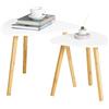 SoBuy Set di 2 Tavolini Bassi da Salotto in legno di bambù massello e MDF Tavolino moderno bianco FBT74-W