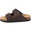 Mesing Ciabatte Sandali Donna Estive con Plantare in Sughero Comodi Slide Ortopedici Doppia Fibbia Pelle Scamosciata Antiscivolo Pantofole XZ480-Brown-EU38