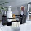HIYAA Organizzazione e conservazione della cucina, organizzatore lavello cucina con vassoio di flusso automatico, porta spugna lavello cucina con porta asciugamani-nero