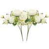 Bakiauli 2 Mazzi di Peonia Artificiale, Fiori Finti Decorazione di Fiori Artificiali per Matrimoni Casa Tavolo Feste Finestre (Bianco)