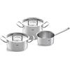 Fissler Original,Profi Collection Set di pentole in acciaio inox, 3 pezzi, con coperchio in metallo, 1 pentola, 1 rostiera, 1 tegame senza coperchio, adatte per cottura a induzione