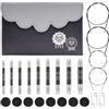 KnitPro Kit Ferri Intercambiabili Karbonz - Coppie di Ferri Circolari 9x10 con Accessori Set Karbonz Deluxe per Principianti, Professionisti e Confezione Regalo