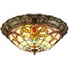 Plafoniera a LED da incasso, lampada da soffitto in stile Tiffany, lampadario in vetro colorato in stile barocco vintage, 6000K,40cm (6000k 40cm) (6000k 40cm)