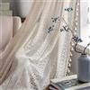 JOOJA 2 pannelli, tende trasparenti per finestre, stile bohémien, in cotone, stile vintage, con nappa, per camera da letto e soggiorno (beige all'uncinetto, 140 x 160 cm)