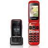 Emporia ONE - Telefono Cellulare per Anziani, Volume alto, Display 2.4 a colori, Tasti Grandi, Tasto SOS, Basetta di ricarica, Fotocamera, Bluetooth, Black/Red (Italia)