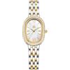 SHENGKE SK Orologio da donna con bracciale in acciaio massiccio a forma di ovale e accessoriato con cristalli (Argento-Oro)
