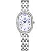 SHENGKE SK Orologio da donna con bracciale in acciaio massiccio a forma di ovale e accessoriato con cristalli (Argento-Blu)