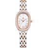 SHENGKE SK Orologio da donna con bracciale in acciaio massiccio a forma di ovale e accessoriato con cristalli (Argento-rosa)