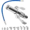 Mooshy G Grasso Pistola Accoppiatore, Autobloccante G Coupler Grease Press Testina Ingrassatore con Tubo Flessibile da 40cm e 9 M6 M8 M10 del Grasso Capezzolo per Tutti Pressa Grasso (Doppia Maniglia)