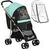 PawHut Passeggino per Cani Piccoli Pieghevole con Copertura Antipioggia, Cestino e Guinzaglio Integrato, Verde