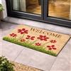 Carpido Zerbino in cocco con prato floreale naturale, 40 x 60 cm, tappetino d'ingresso antibatterico, tappetino di cocco con retro in vinile, materiale naturale, 100% cocco