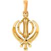 Ciondolo in argento sterling placcato oro 22 carati simbolo religioso Sikh Kh...