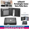 Portafoglio Uomo Vera Pelle Nero,BLOCCO RFID Portamonete Portacarte Idea Regalo