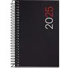 Miquelrius - Agenda 2025, Agenda annuale 80 x 120 mm, Agenda giorno pagina, copertina flessibile polipropilene, spirale, carta 80 g/m², spagnolo, inglese e portoghese, colore nero