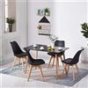 H.J WeDoo Set Tavolo e Sedie da Pranzo - Tavolo da Pranzo Moderno Rettangolare in MDF da 110 cm con 4 Sedie per Sala da Pranzo, Cucina, Soggiorno, Bianco e Nero