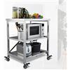 LXSEHN Carrello da Cucina, Mobiletto Carrelli da Portata 3 Ripiani Scaffale Microonde Metallo, 60x45x80cm Ripiegabile Scaffalatura Portaoggetti Servizio su Ruote per Ristorante Ufficio, Argento