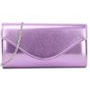 UShopUK Pochette in finta pelle metallizzata lucida per matrimoni, balli di fine anno, feste, borsa a mano, Lilla, medium
