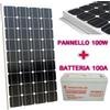 VIVALAMP KIT FOTOVOLTAICO PANNELLO SOLARE 100W CON BATTERIA 120A PER ACCUMULO