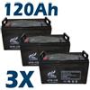 weiyan KIT 3 BATTERIE FOTOVOLTAICO ACCUMULO BATTERIA 120 AH IMPIANTO PANNELLI SOLARI