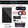 Kit Fotovoltaico 1/2 KW Pwm Inverter 2000W Pannello Solare 200W Batteria 150 Amp