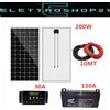 JARRET Kit Fotovoltaico 1/2/3 KW Pannello Solare 200W regolatore 30 amp batteria 150a