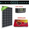 KIT Pannello Solare Monocristallino Fotovoltaico 150W INVERTER 3000W REGOLATORE