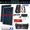 Kit Fotovoltaico 2 KW Pwm Inverter 2000W Pannello Solare 200W Batteria 120 Amp