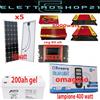 Gamistar KIT FOTOVOLTAICO GIORNALIERO INVERTER 6000W PANNELLO ENERGIA batteria 200ah