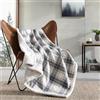 Eddie Bauer - Coperta, flanella di cotone, decorazione per la casa, biancheria da letto Sherpa reversibile per tutte le stagioni (Edgewood Plaid grigio, copriletto)