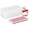 Relaxdays Set Vaschette per Cubetti di Ghiaccio, 4 Stampi Portaghiacchio, BPA Free, con Box e Coperchio, Trasparente, 11 x 28 x 13,5 cm