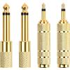 Shengxi Adattatore Cuffie, 4Pcs Converter da 3,5 mm a 6,35 mm, Connettore Jack Stereo Aux 6.3 a 3.5 Placcato Oro per Pianoforte Chitarra Amplificatore