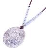 NILUXE DESIGN - Collana con Ciondolo Spirale Celtica e Perline in Resina - Zamak Placcato Argento - Ciondolo Stile Boho Chic - Collana Lunga Grande Donna in Argento - Ciondolo Donna in Argento