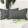 Madizz 2 Pezzi Poliestere Lino Copricuscini con bordo largo Morbido Decorativo Fodere per Cuscino Lusso Stile per Divano Camera da Letto 30x50 cm Grigio scuro