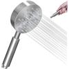 SOMDARHK Soffione doccia in acciaio inossidabile: soffione doccia portatile rimovibile con potente ugello di ricambio rimovibile, misura universale per bagno con finitura rotonda spazzolata (argento)